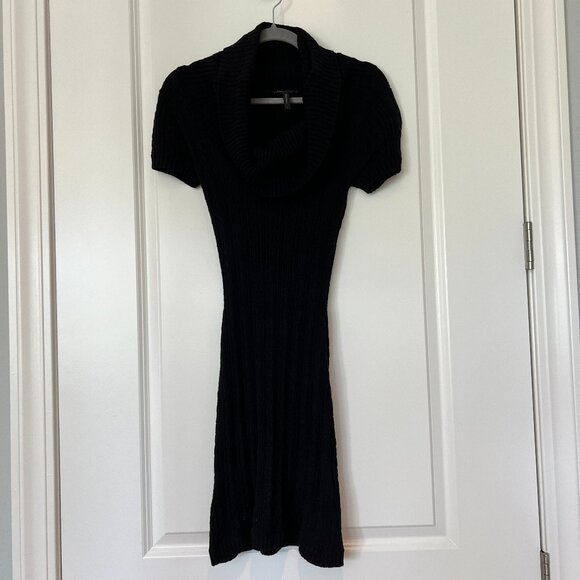 BCBG Max Azaria Cowl Neck Short Sleeve Sweater Dress Black NWOT - Picture 1 of 5